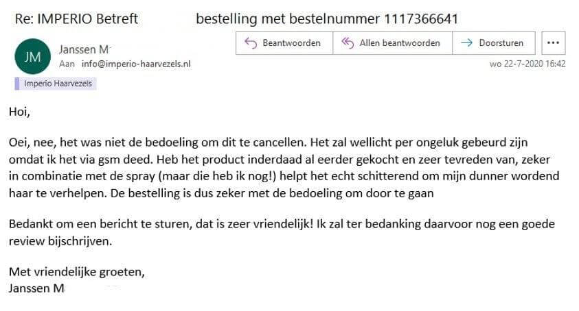 Email Testimonial Belgie 2